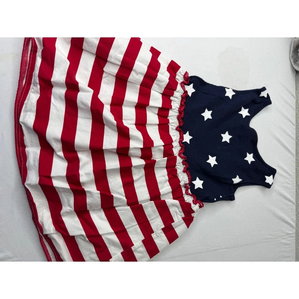 The Childrens Place Girls 2T Americana Stars and Stripes Patriotic Summer Dress